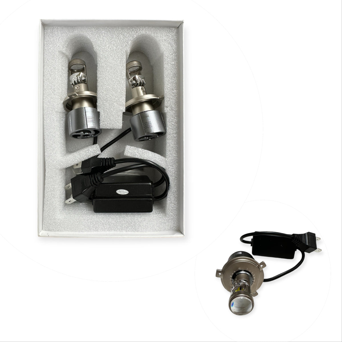 Set 2 Becuri LED Auto H4 C-LED Mini Lupa, 10.000 lumeni reali, CANBUS